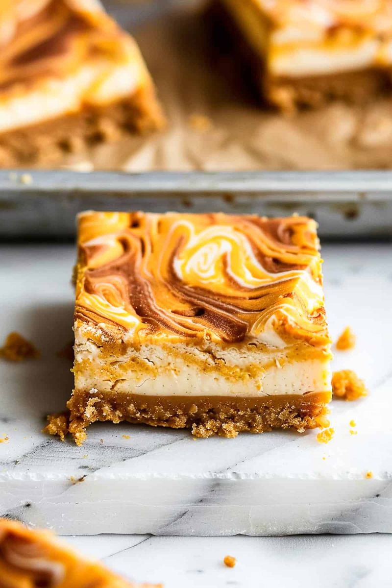 Pumpkin Swirl Cheesecake Bars