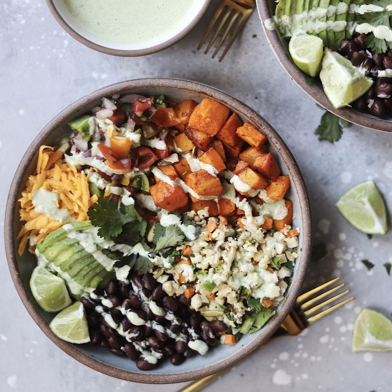 Breakfast Burrito Bowl With Lime-Cilantro Cauliflower Rice