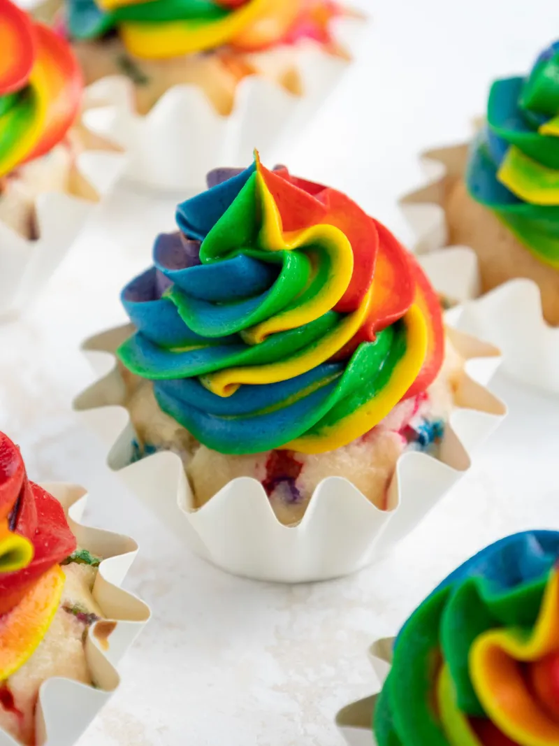 Funfetti Cupcakes With Rainbow Frosting