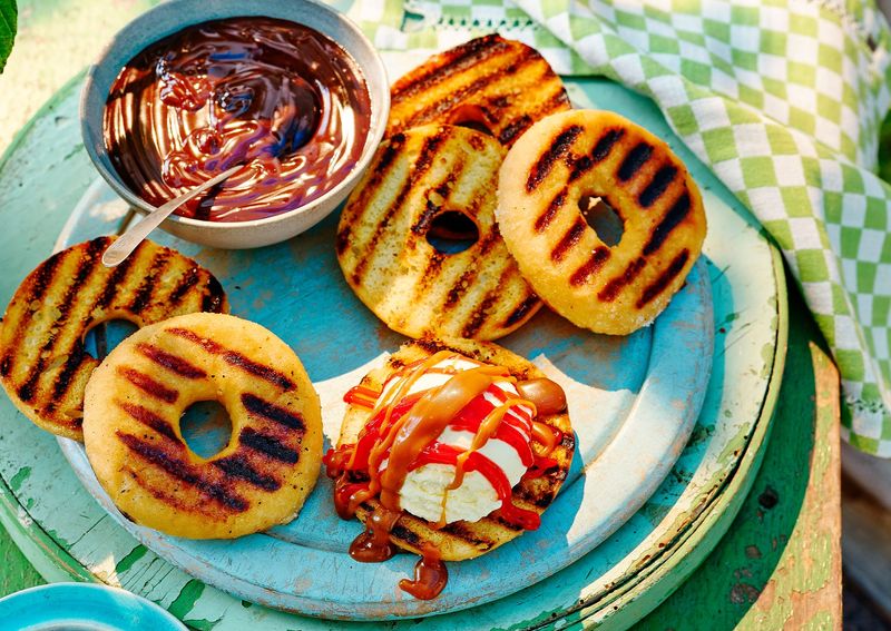 Grilled Donuts With Ice Cream
