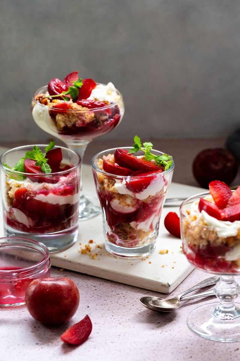 Roasted Plum Parfaits With Honey Mascarpone
