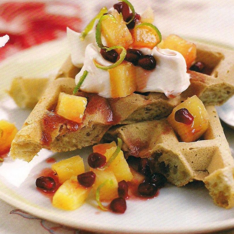 Coconut Lime Waffles With Tropical Fruit