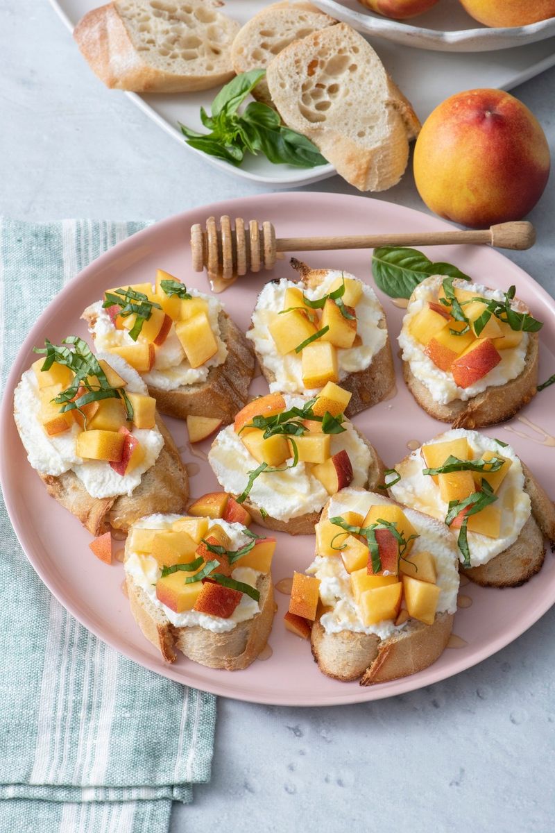 Peach And Ricotta Crostini