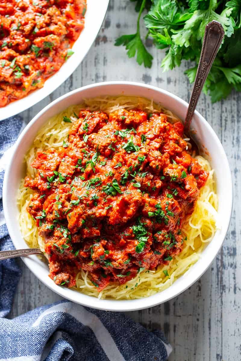 Spaghetti Squash With Turkey Bolognese