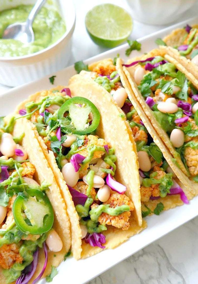 Crispy Cauliflower Tacos With Avocado Crema