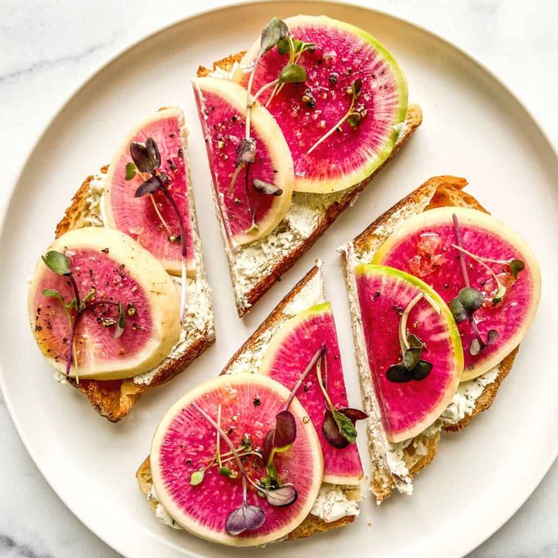 Watermelon Radish Avocado Toast