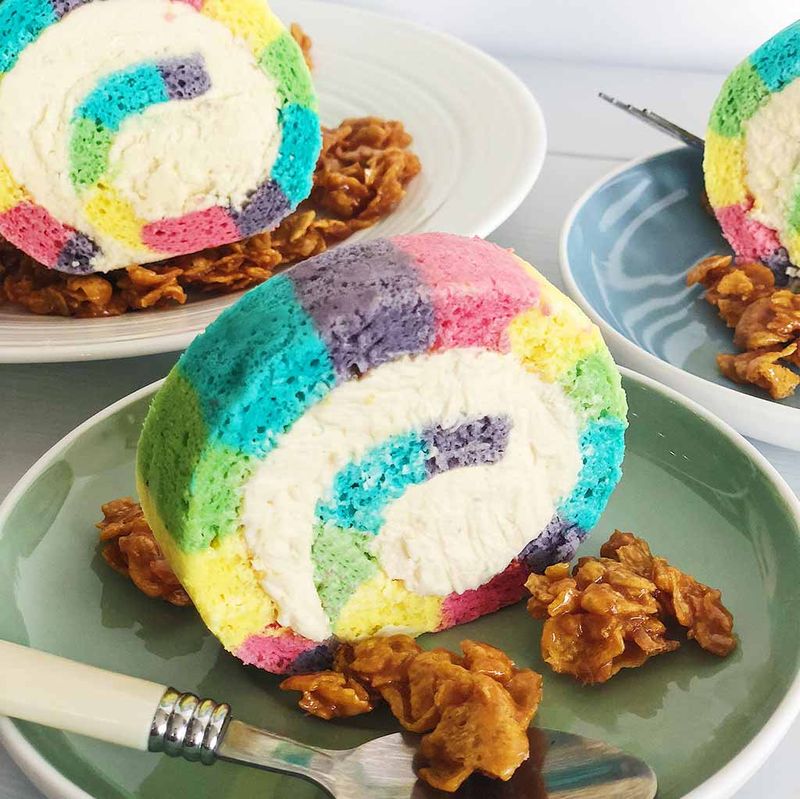 Pastel Rainbow Cake Rolls