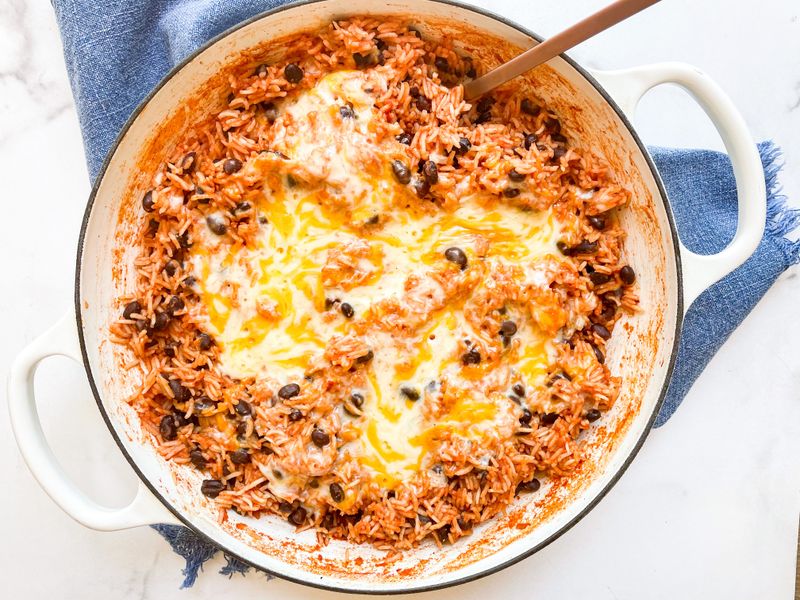 One-Pot Cheesy Rice And Beans