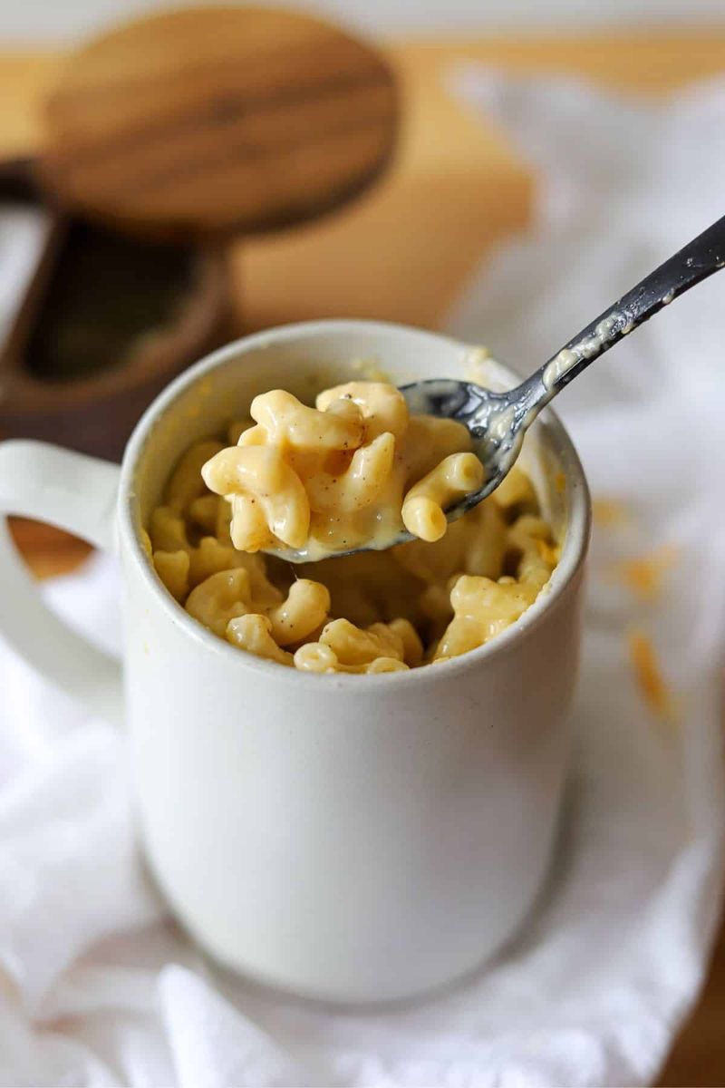Microwave Mac And Cheese Cup With Hot Sauce