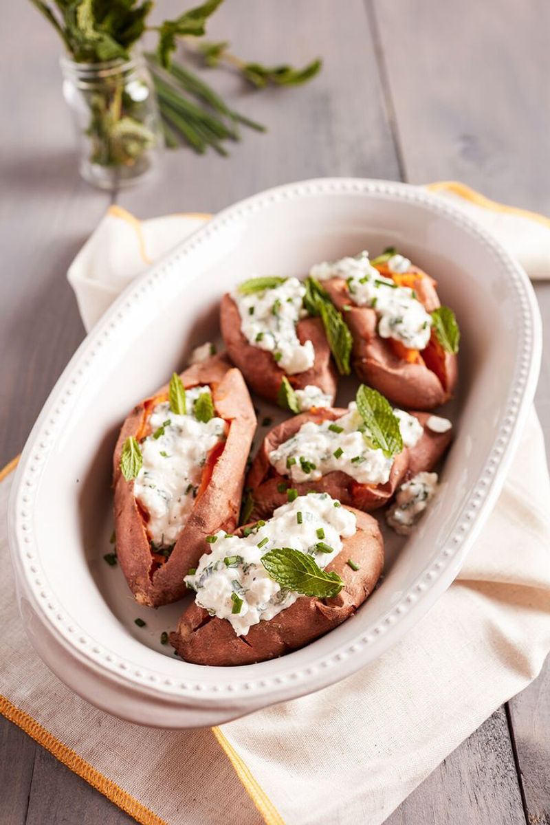 Cottage Cheese Stuffed Sweet Potato