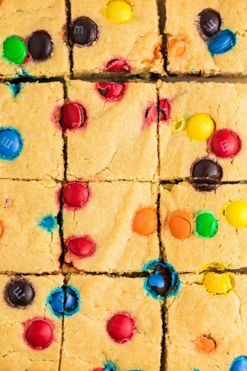 Rainbow M&M Cookie Slabs
