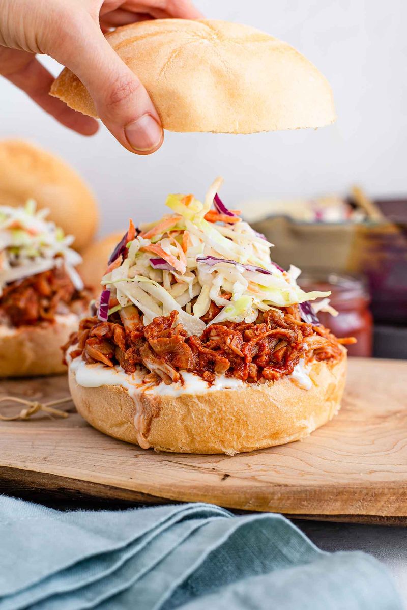 BBQ Jackfruit Sandwiches With Sauerkraut Slaw