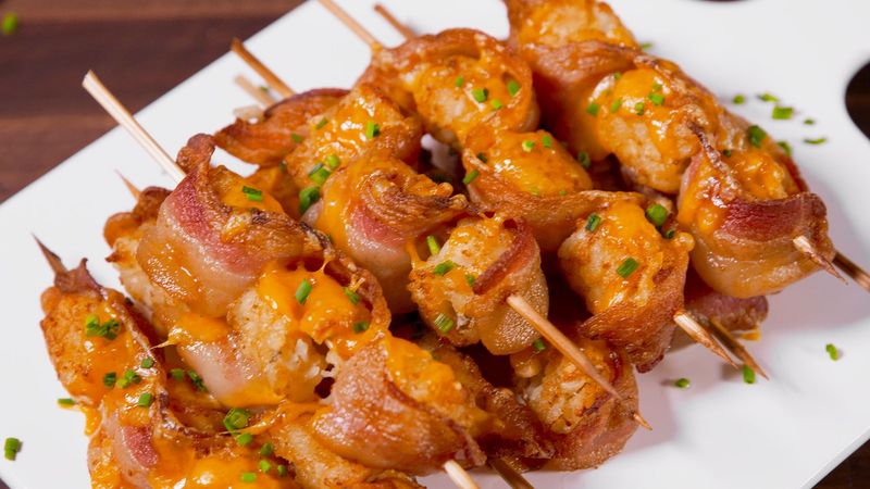 Bacon-Wrapped Tater Tot Skewers