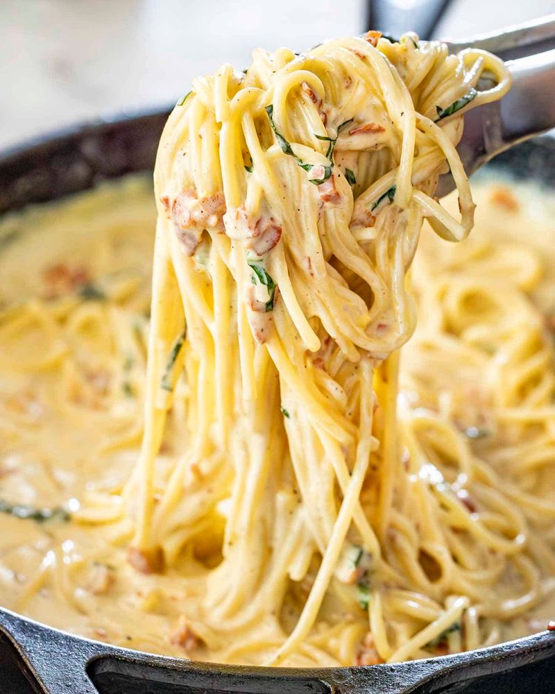 Meat-Loaded Pasta Carbonara