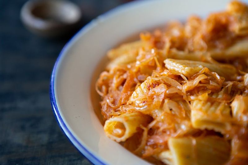 Sauerkraut And Mushroom Pasta