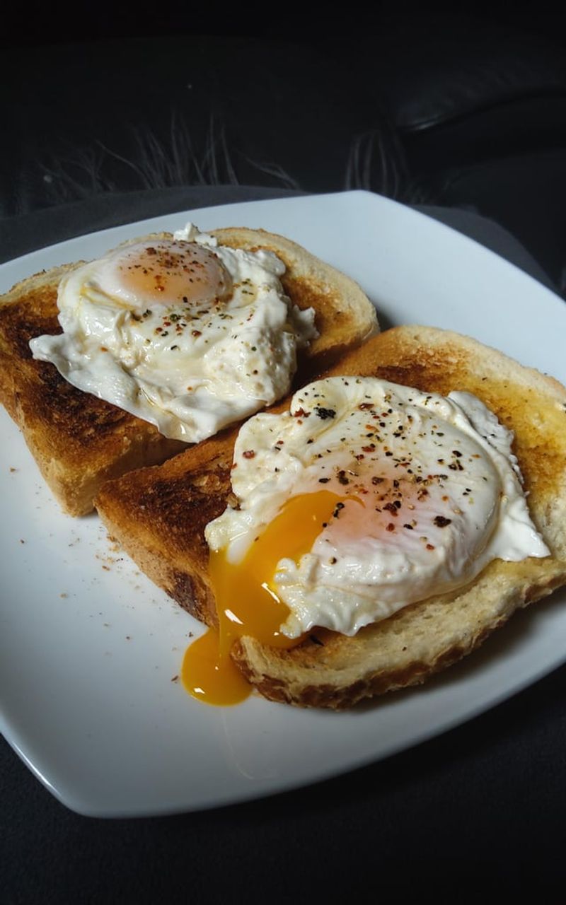 Poached Eggs On White Toast