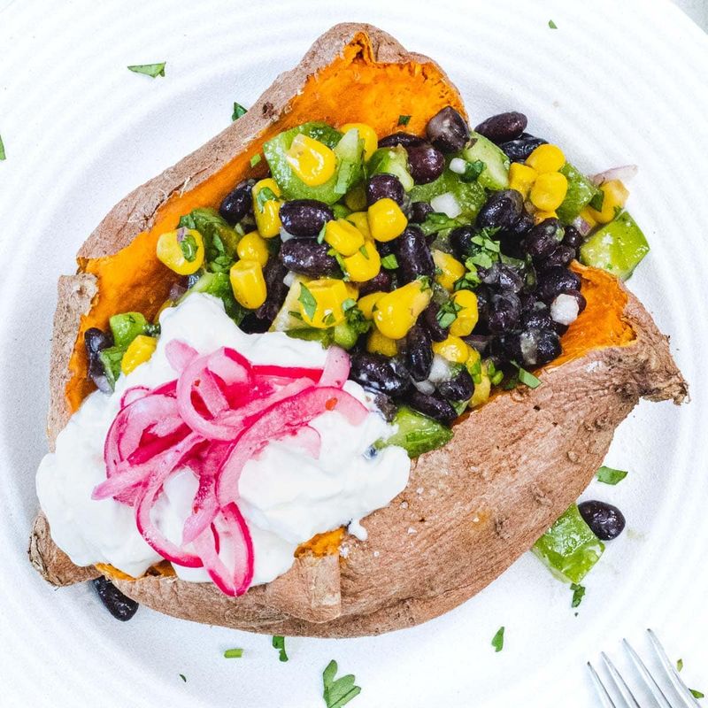Microwave Stuffed Sweet Potato
