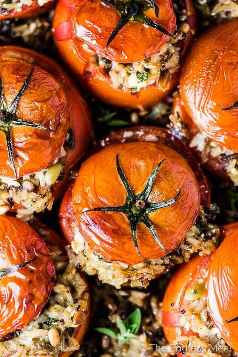 Mediterranean Rice-Stuffed Tomatoes
