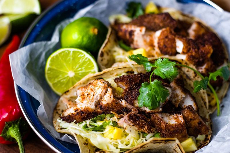 Blackened Fish Tacos With Cabbage Slaw
