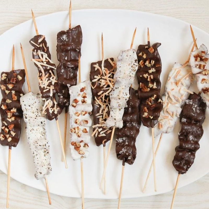 Chocolate Dipped Frozen Fruit Kabobs