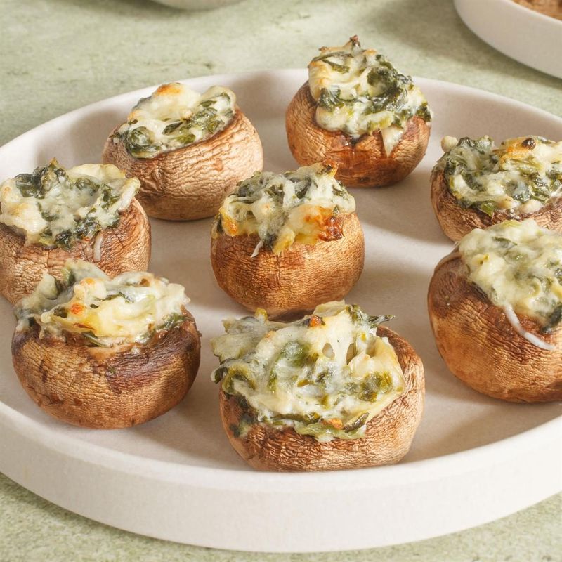 Spinach And Artichoke Stuffed Mushrooms