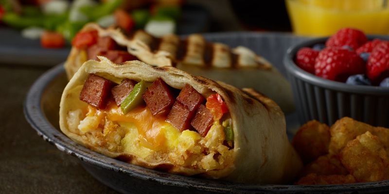 Spam And Egg Breakfast Burritos