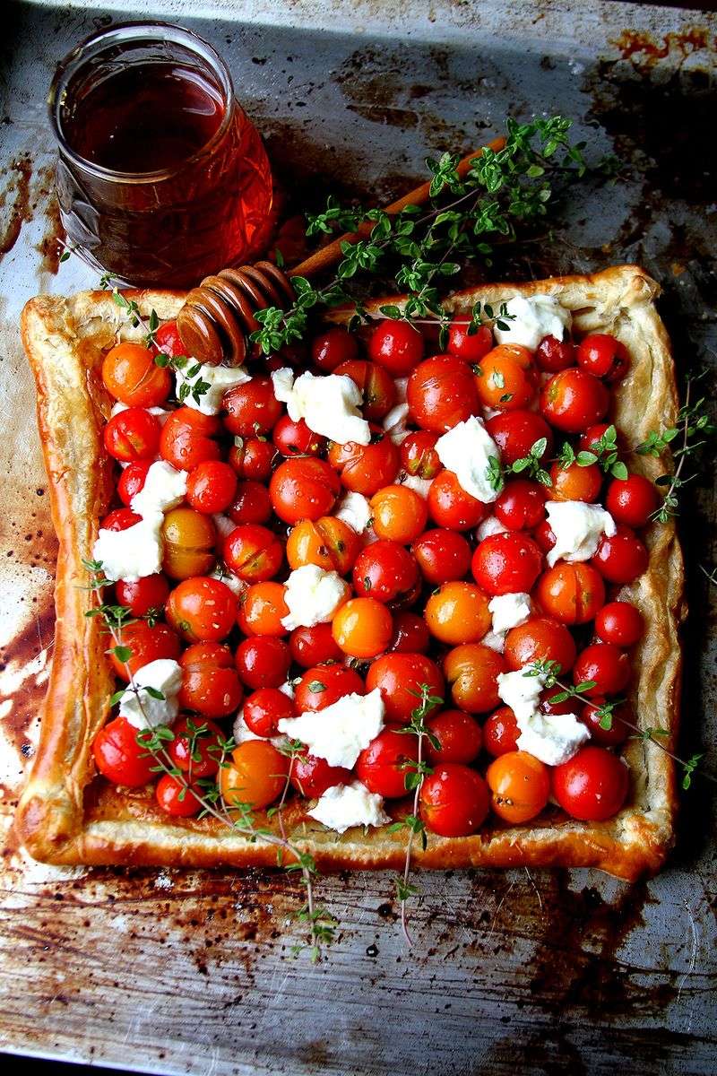 Cherry Tomato Tart With Goat Cheese