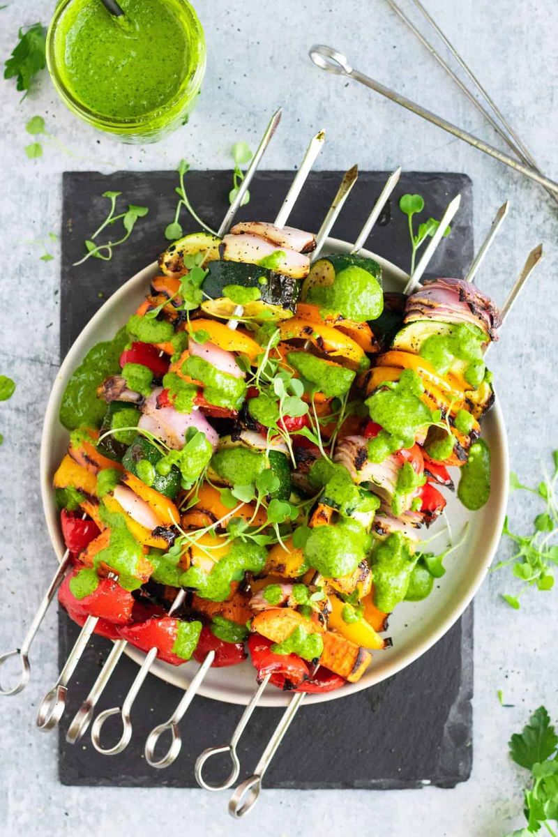 Grilled Veggie Skewers With Chimichurri