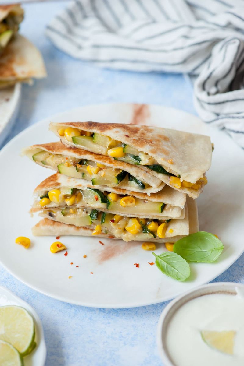 Baby Corn And Zucchini Quesadillas