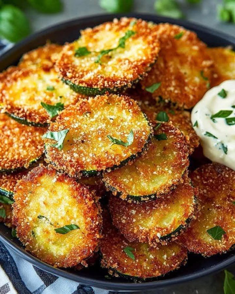 Golden Parmesan Zucchini Chips