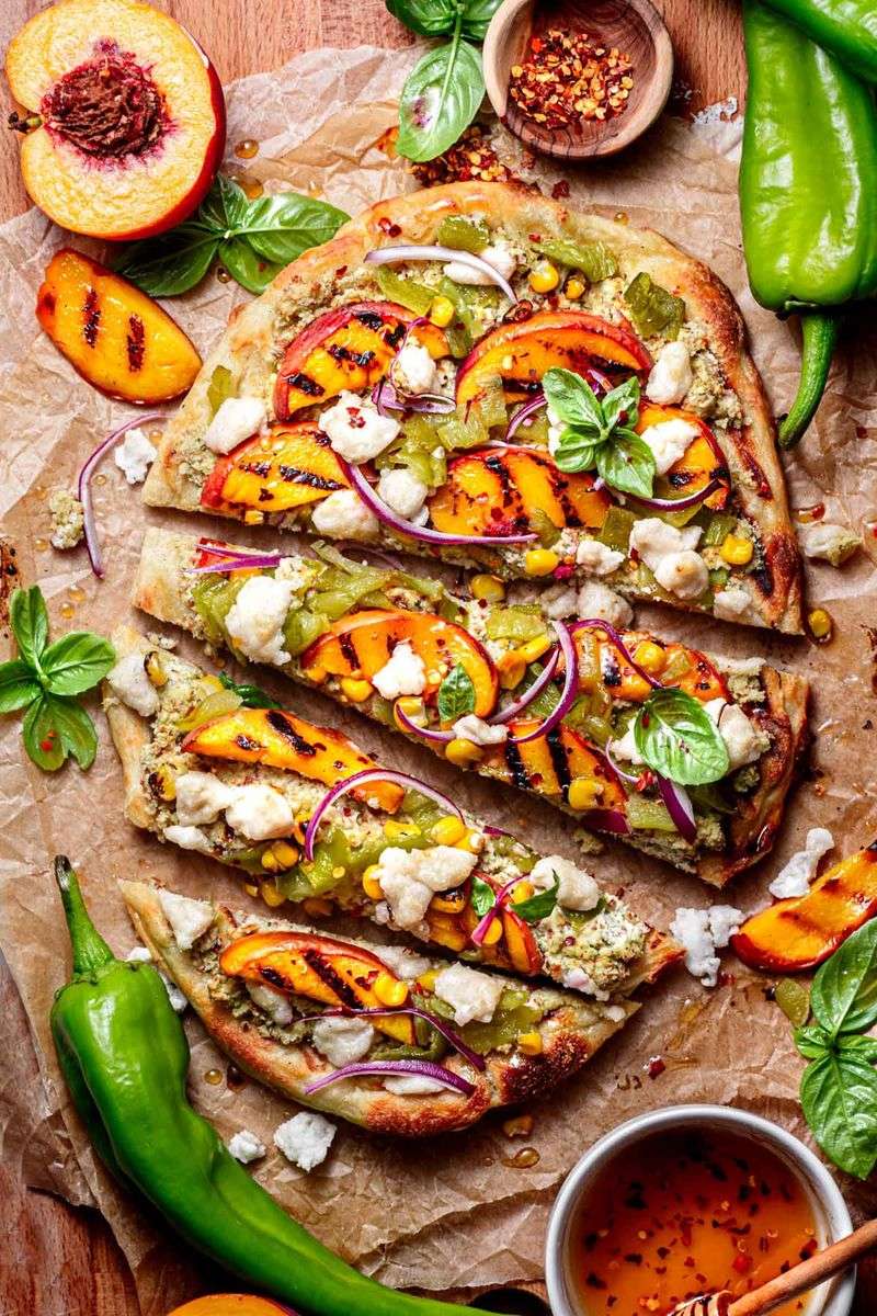 Grilled Peach and Arugula Flatbread