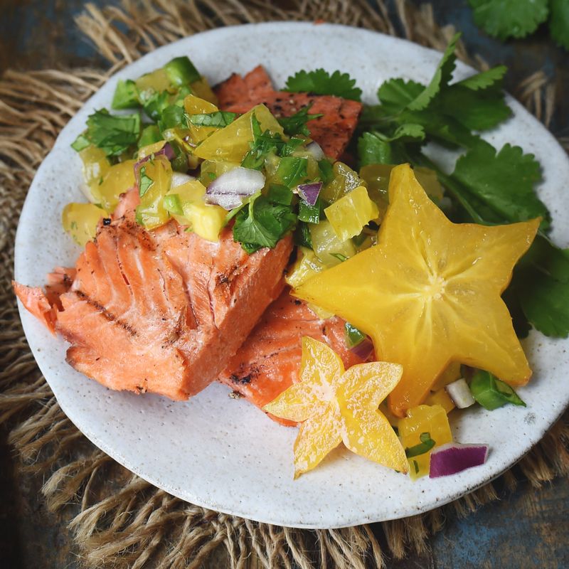 Star Fruit Glazed Salmon