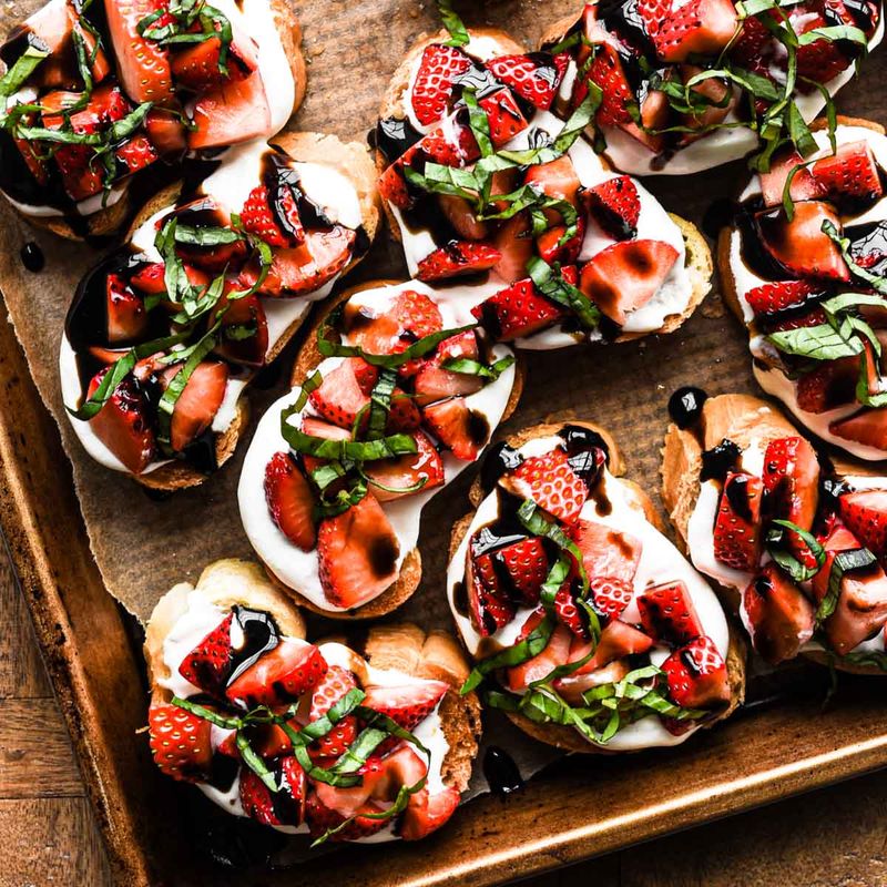 Balsamic Roasted Strawberry Crostini