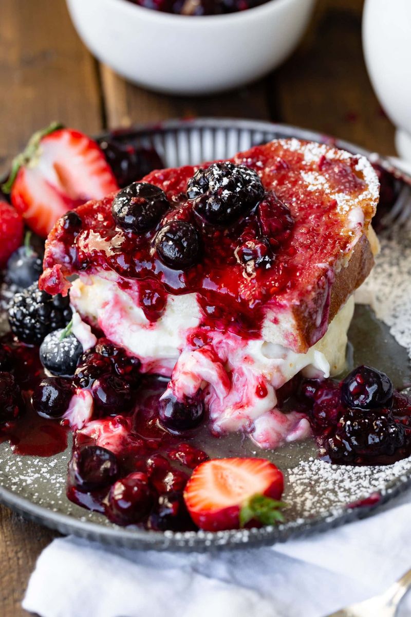 Mixed Berry Cream Cheese Stuffed French Toast