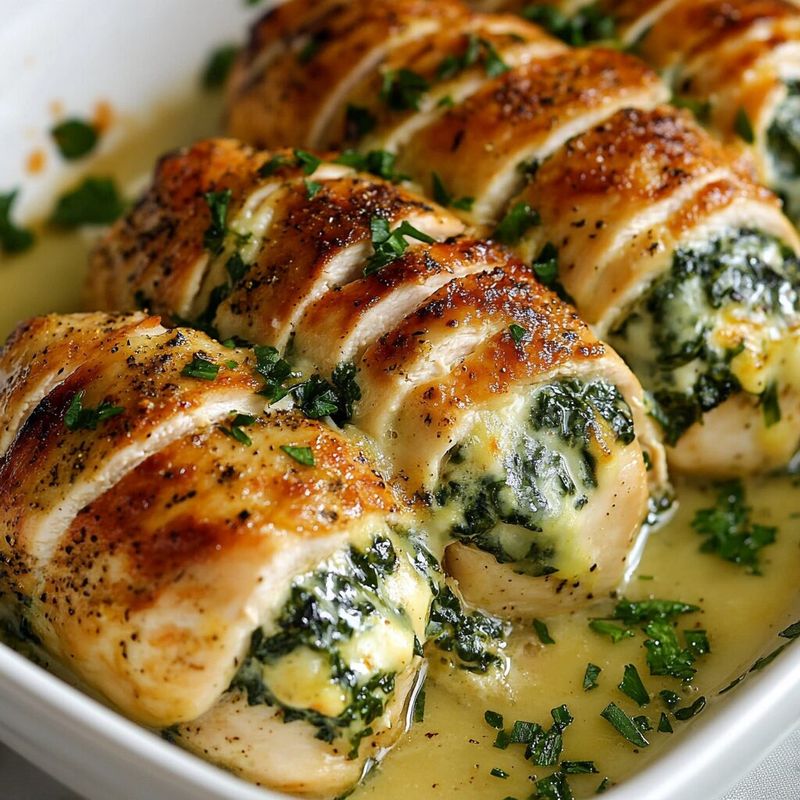 Cheesy Spinach Stuffed Chicken