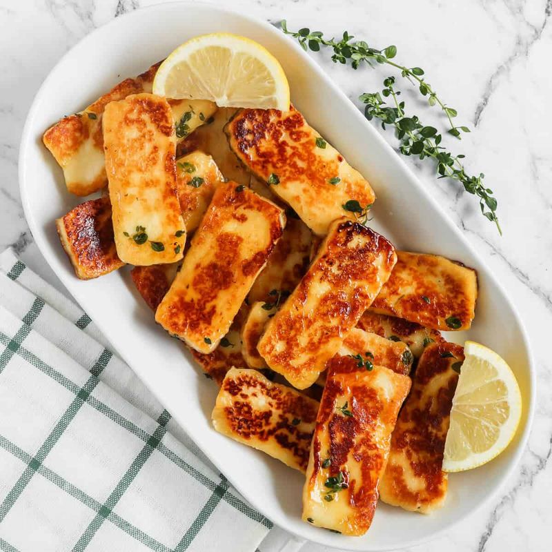 Flame-Licked Halloumi Cheese