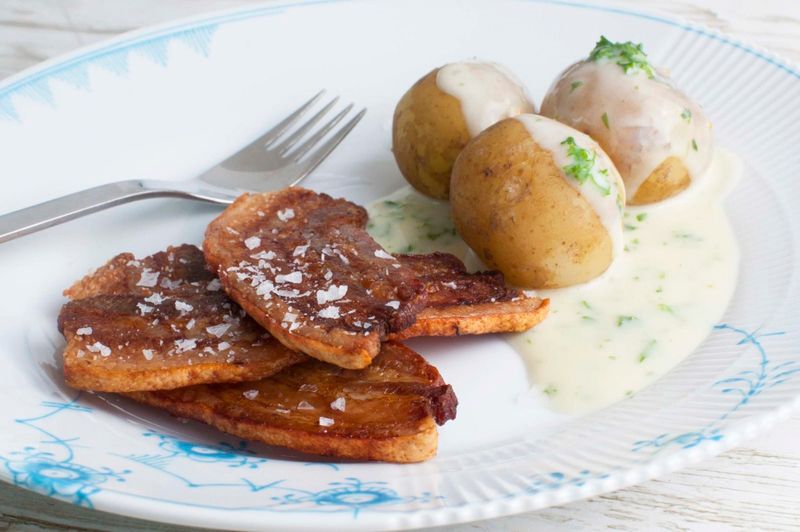 Danish Stegt Flæsk med Persillesovs (Fried Pork with Parsley Sauce)