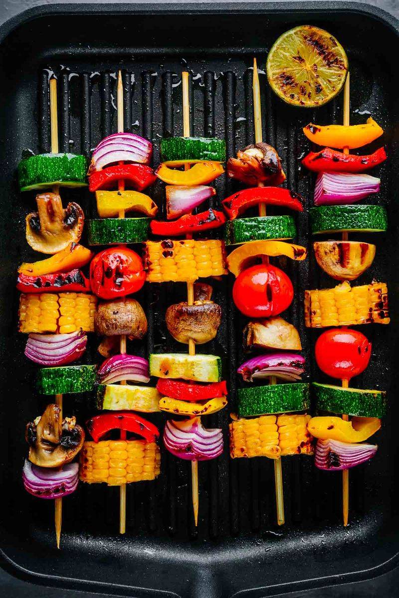 Plant-Based Sausage And Vegetable Kabobs