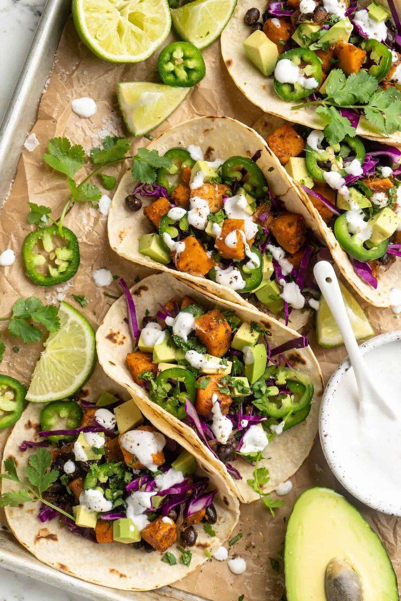 Veggie Tacos With Lime Crema