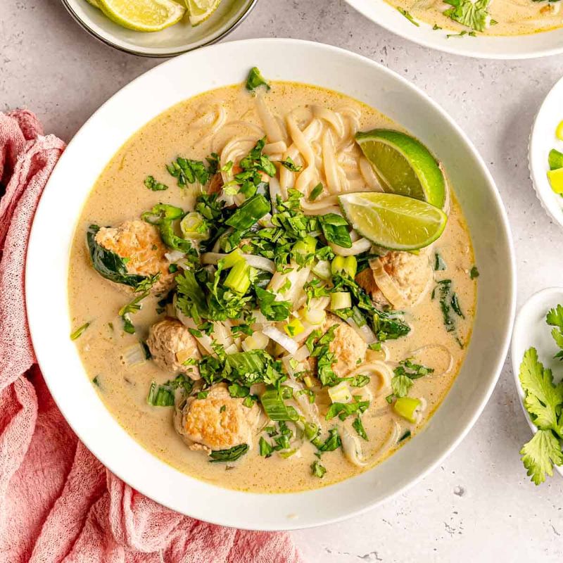 Curry Coconut Meatball Soup