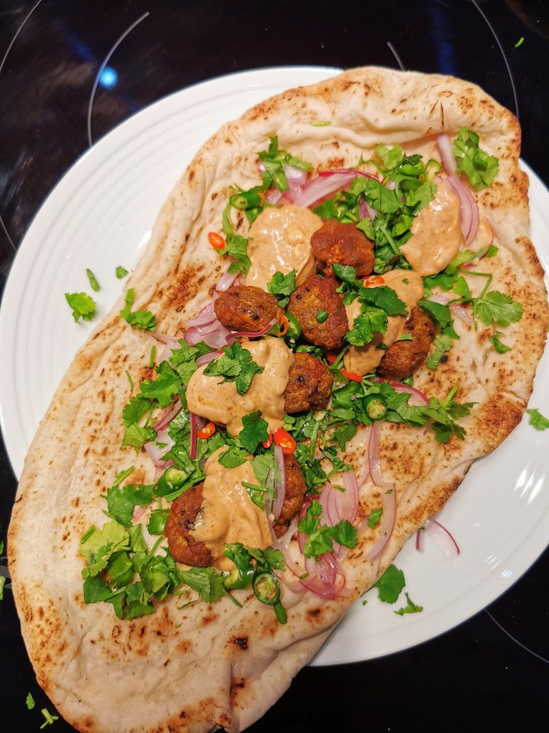 Curried Meatball Flatbreads