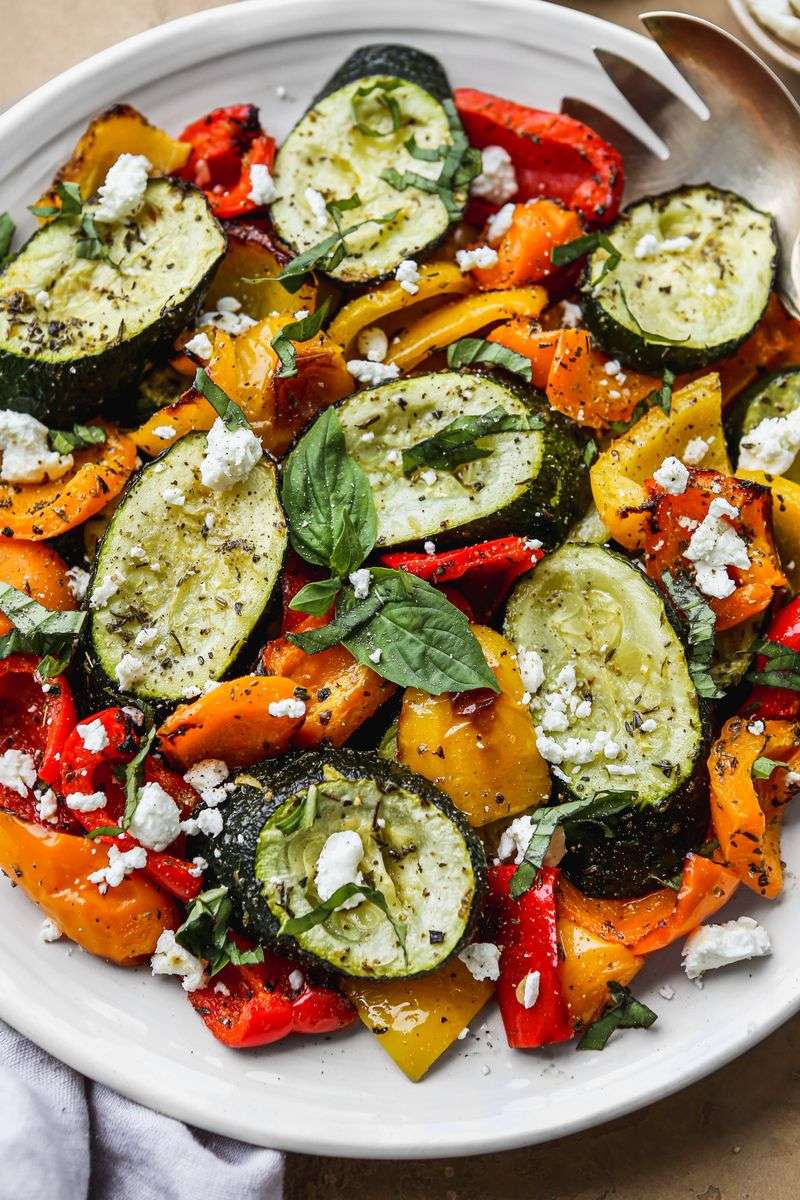 Baked Feta With Zucchini And Peppers
