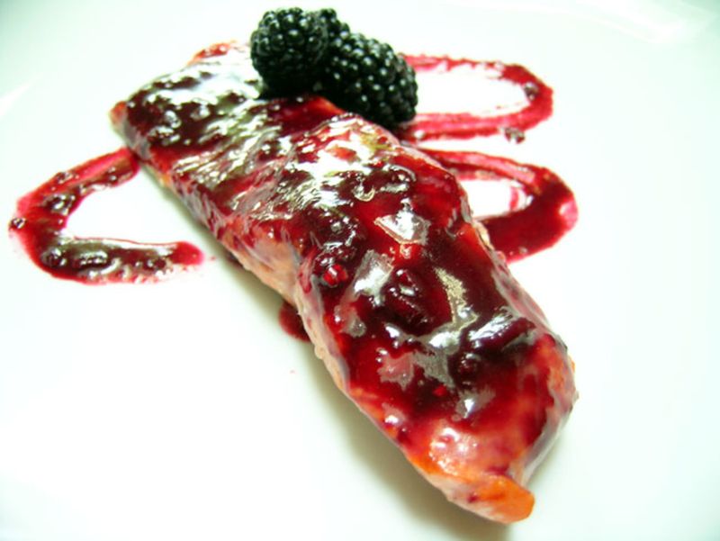 Blackberry Barbecue Glazed Salmon