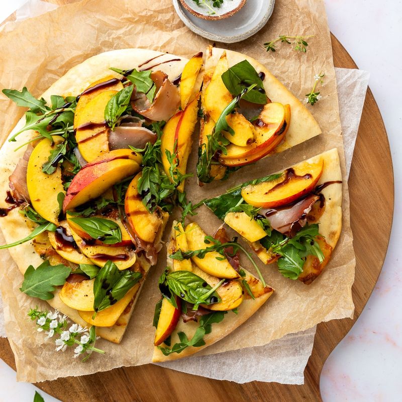Bourbon-Glazed Peach Flatbreads