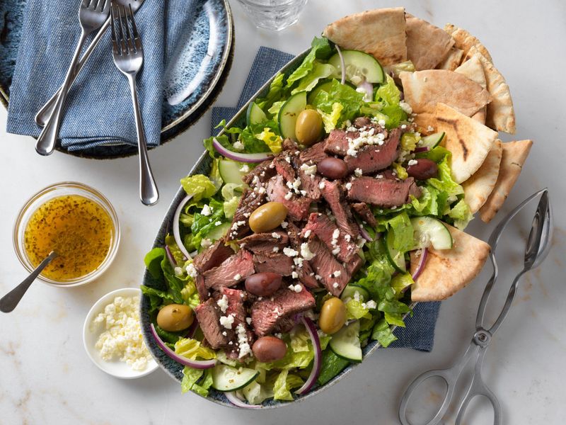 Mediterranean Steak Salad With Feta And Olives