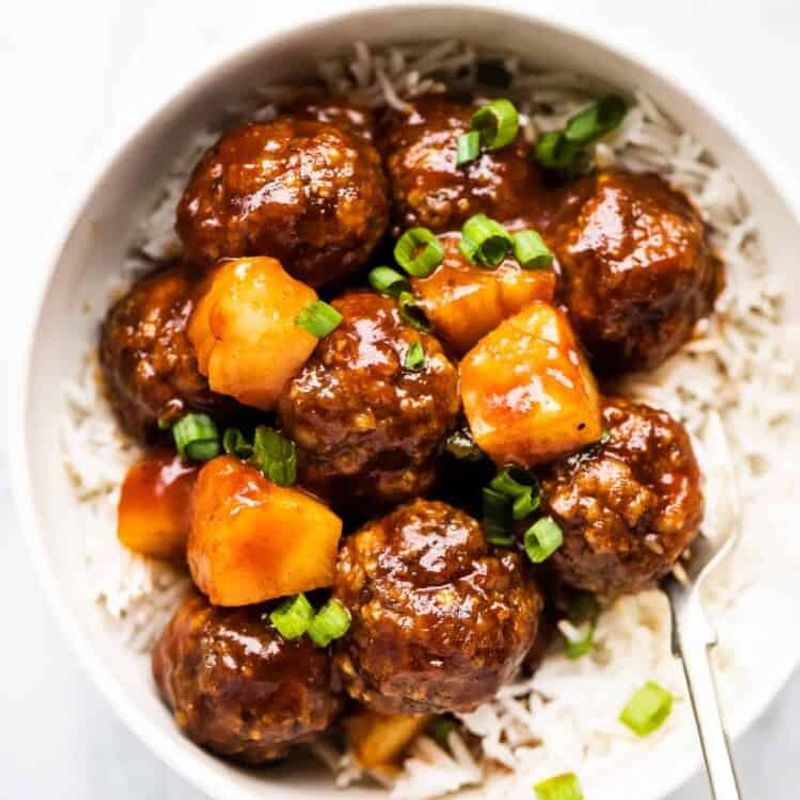Teriyaki Pineapple Meatball Bowls