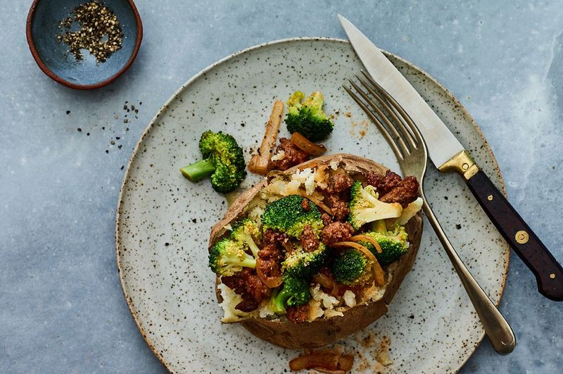 Beef And Broccoli Loaded Baked Potato