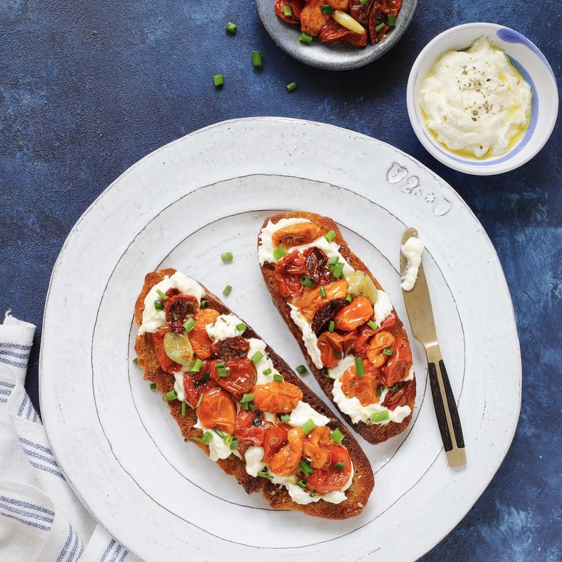 Roasted Tomato And Goat Cheese Tartine