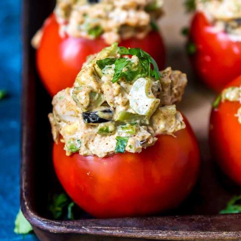 Wednesday Lunch: Avocado Tuna Salad Stuffed Tomatoes