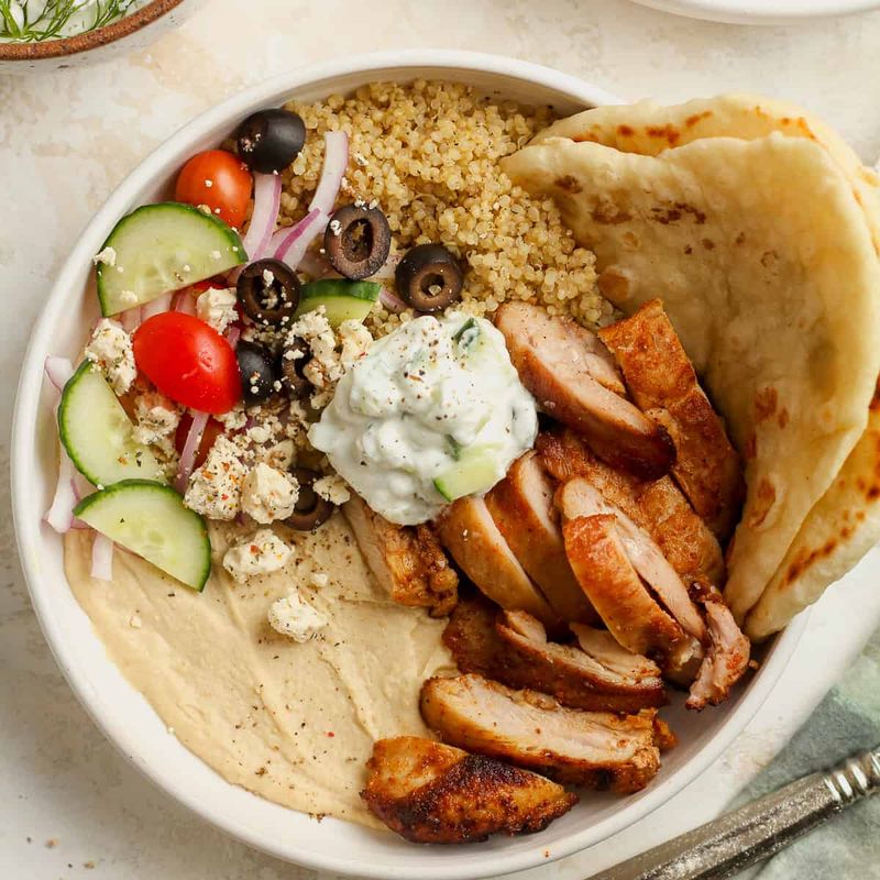 Chicken Hummus Mediterranean Bowl